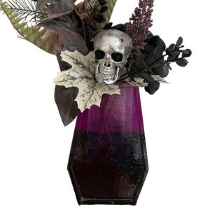 Handmade resin vase with Halloween themed faux florals